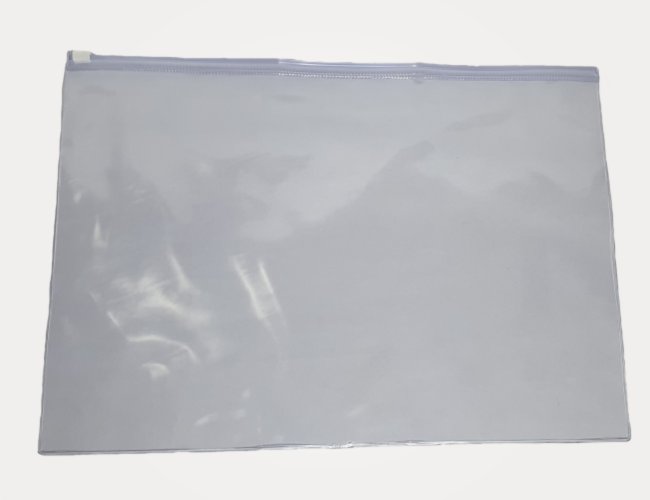 Pasta ZIP 36x26cm em PVC - Cristal (Transparente)