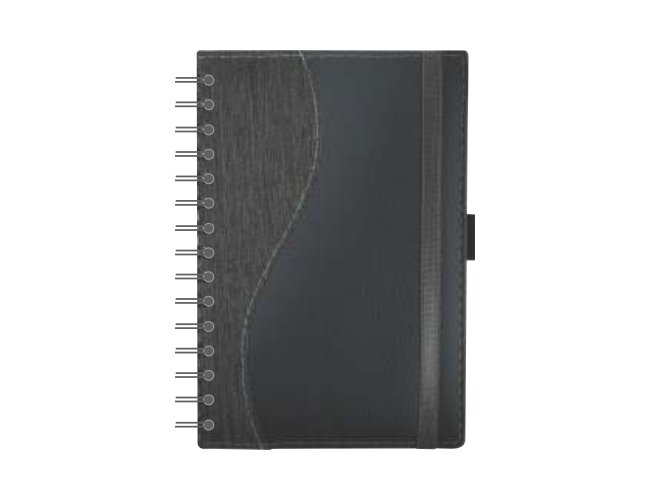 Agenda Wire-O Porta Caneta com Recortes - Wire-O Linho Cinza / Dune Cinza / Porta Caneta / S