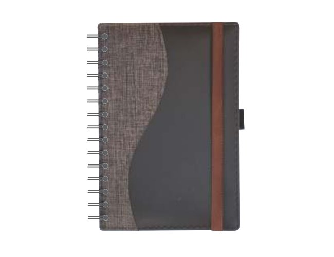 Agenda Wire-O Porta Caneta com Recortes - Wire-O Linho Marrom / Dune Marrom / Porta Caneta / S