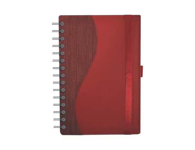 Agenda Wire-O Porta Caneta com Recortes - Wire-O Linho Vermelho / Dune Vermelho / Porta Caneta / S