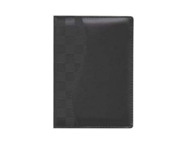 Agenda Costurada com Recortes - Xadrez Preto / Liso Preto / S